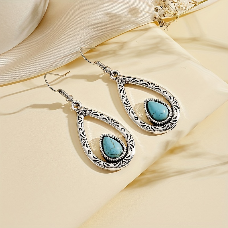 Vintage Inspired Turquoise Water Drop Earrings